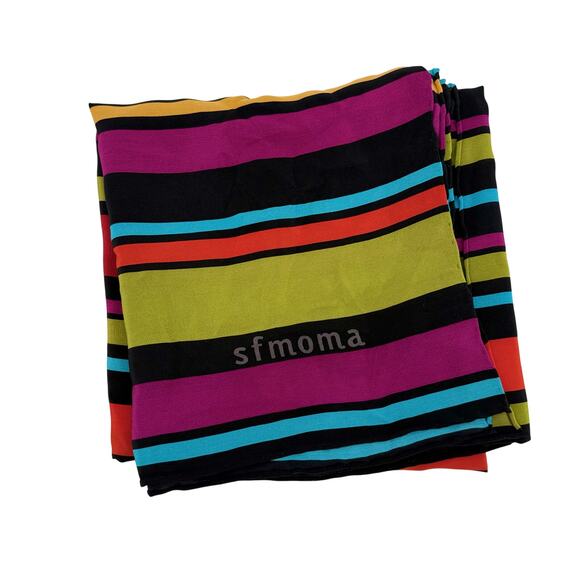 SFMOMA SAN FRANCISCO Scarf Stripe 100% Silk 34"x34" Art Gallery Contemp Modern - Picture 1 of 11